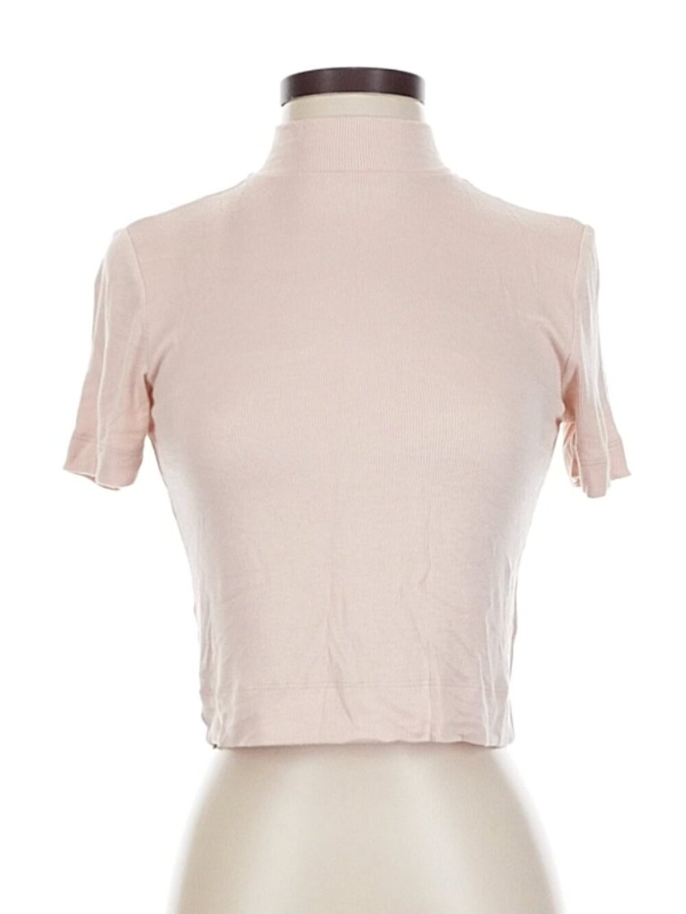 Babaton Light Pink Short Sleeve Mock Neck Top